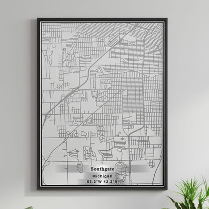 ROAD MAP OF SOUTHGATE, MICHIGAN BY MAPBAKES
