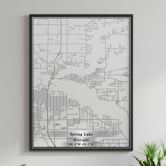 ROAD MAP OF SPRING LAKE, MICHIGAN BY MAPBAKES