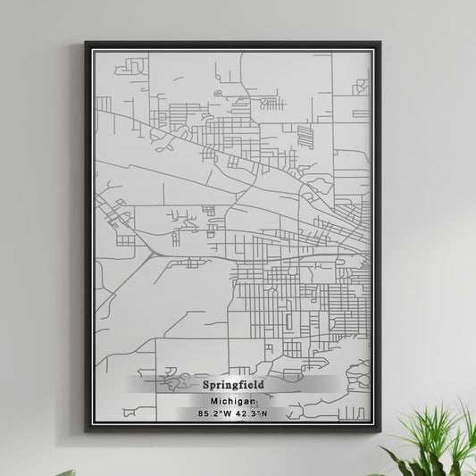 ROAD MAP OF SPRINGFIELD, MICHIGAN BY MAPBAKES