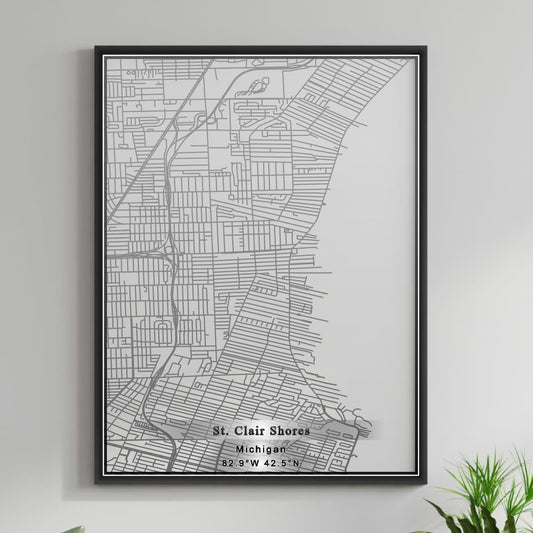ROAD MAP OF ST. CLAIR SHORES, MICHIGAN BY MAPBAKES