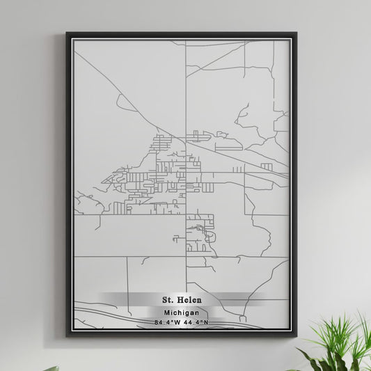 ROAD MAP OF ST. HELEN, MICHIGAN BY MAPBAKES