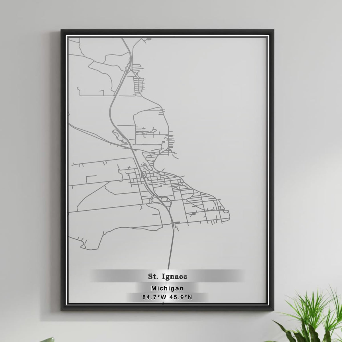 ROAD MAP OF ST. IGNACE, MICHIGAN BY MAPBAKES