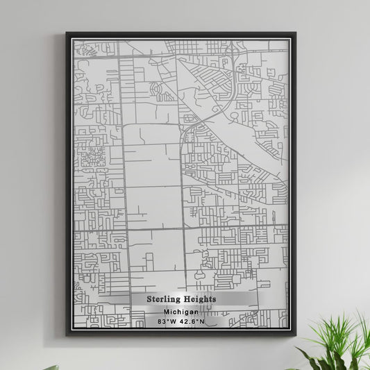 ROAD MAP OF STERLING HEIGHTS, MICHIGAN BY MAPBAKES
