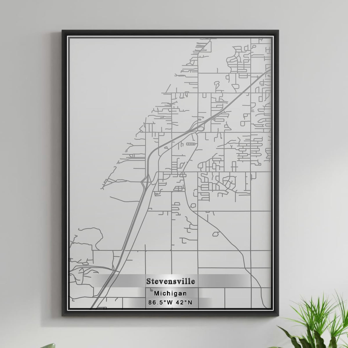 ROAD MAP OF STEVENSVILLE, MICHIGAN BY MAPBAKES