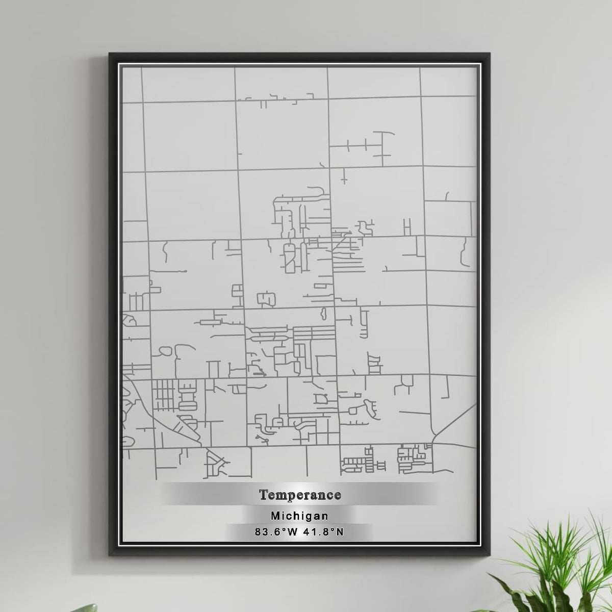 ROAD MAP OF TEMPERANCE, MICHIGAN BY MAPBAKES