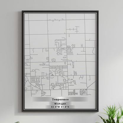 ROAD MAP OF TEMPERANCE, MICHIGAN BY MAPBAKES
