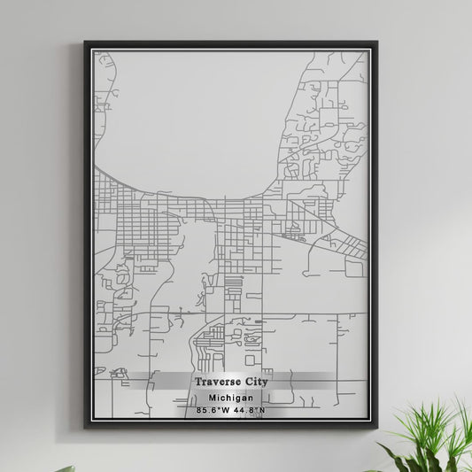 ROAD MAP OF TRAVERSE CITY, MICHIGAN BY MAPBAKES