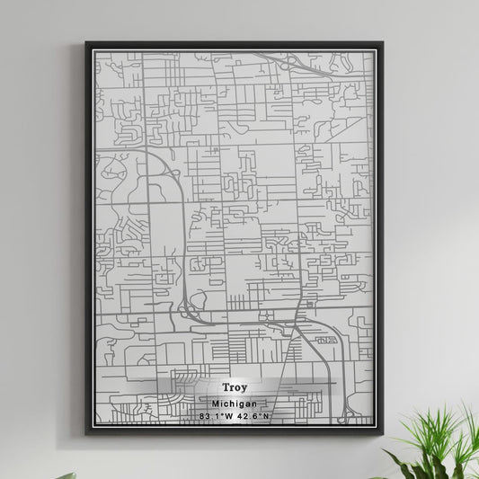 ROAD MAP OF TROY, MICHIGAN BY MAPBAKES
