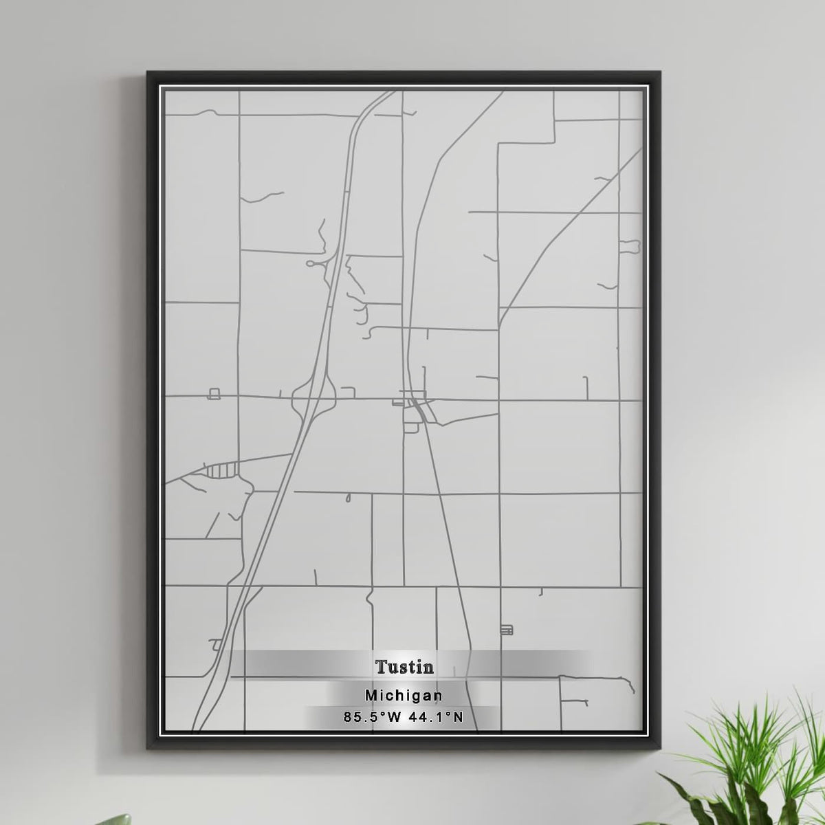 ROAD MAP OF TUSTIN, MICHIGAN BY MAPBAKES