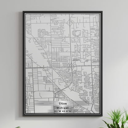 ROAD MAP OF UTICA, MICHIGAN BY MAPBAKES