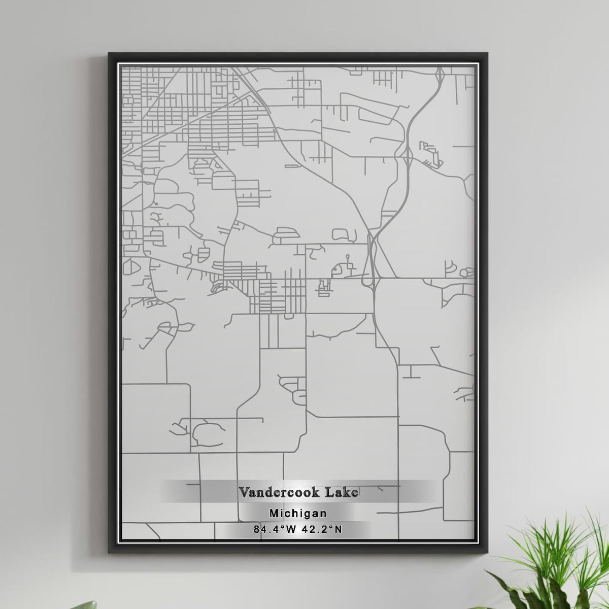 ROAD MAP OF VANDERCOOK LAKE, MICHIGAN BY MAPBAKES