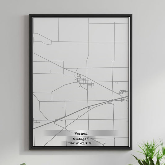 ROAD MAP OF VERNON, MICHIGAN BY MAPBAKES