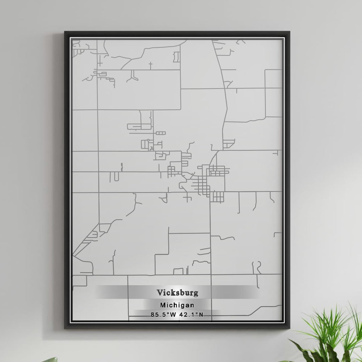 ROAD MAP OF VICKSBURG, MICHIGAN BY MAPBAKES