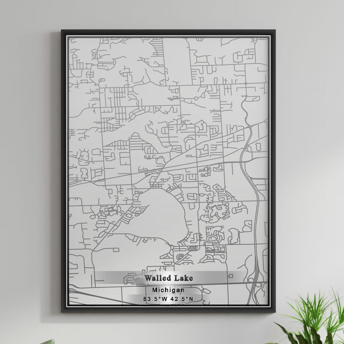 ROAD MAP OF WALLED LAKE, MICHIGAN BY MAPBAKES