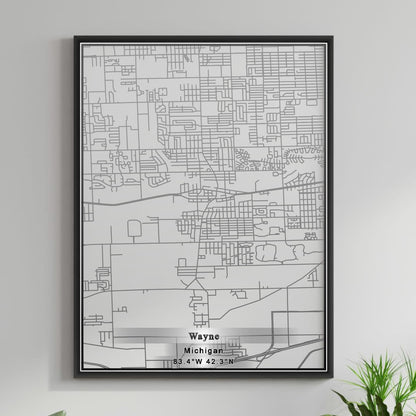 ROAD MAP OF WAYNE, MICHIGAN BY MAPBAKES