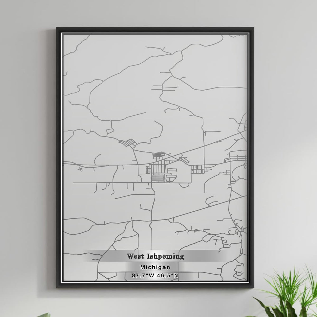ROAD MAP OF WEST ISHPEMING, MICHIGAN BY MAPBAKES