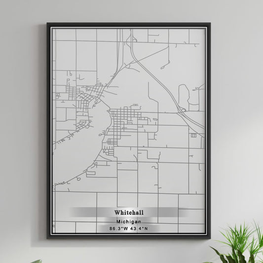 ROAD MAP OF WHITEHALL, MICHIGAN BY MAPBAKES