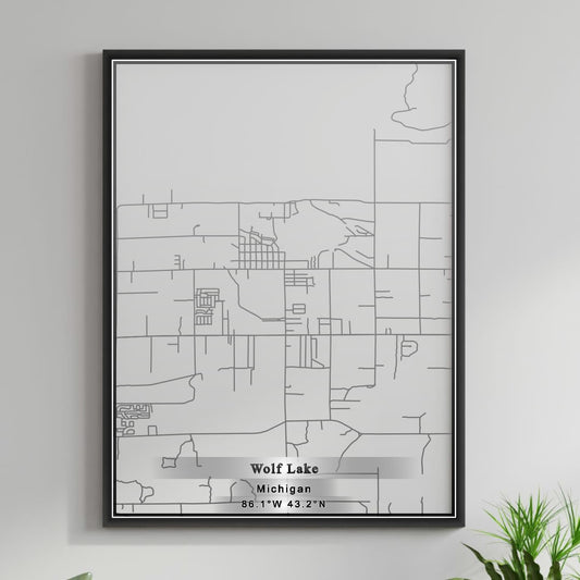 ROAD MAP OF WOLF LAKE, MICHIGAN BY MAPBAKES