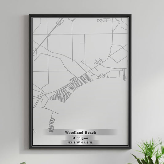 ROAD MAP OF WOODLAND BEACH, MICHIGAN BY MAPBAKES