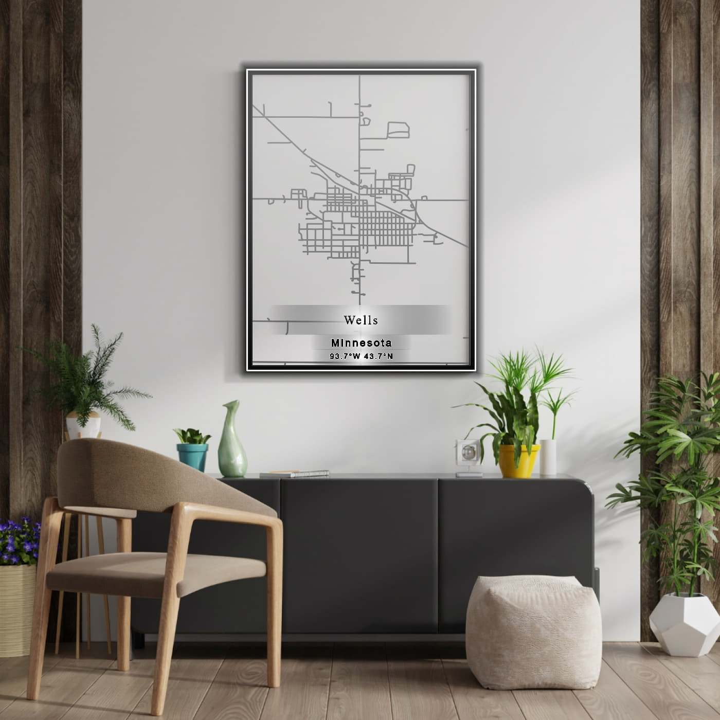 ROAD MAP OF WELLS, MINNESOTA BY MAPBAKES