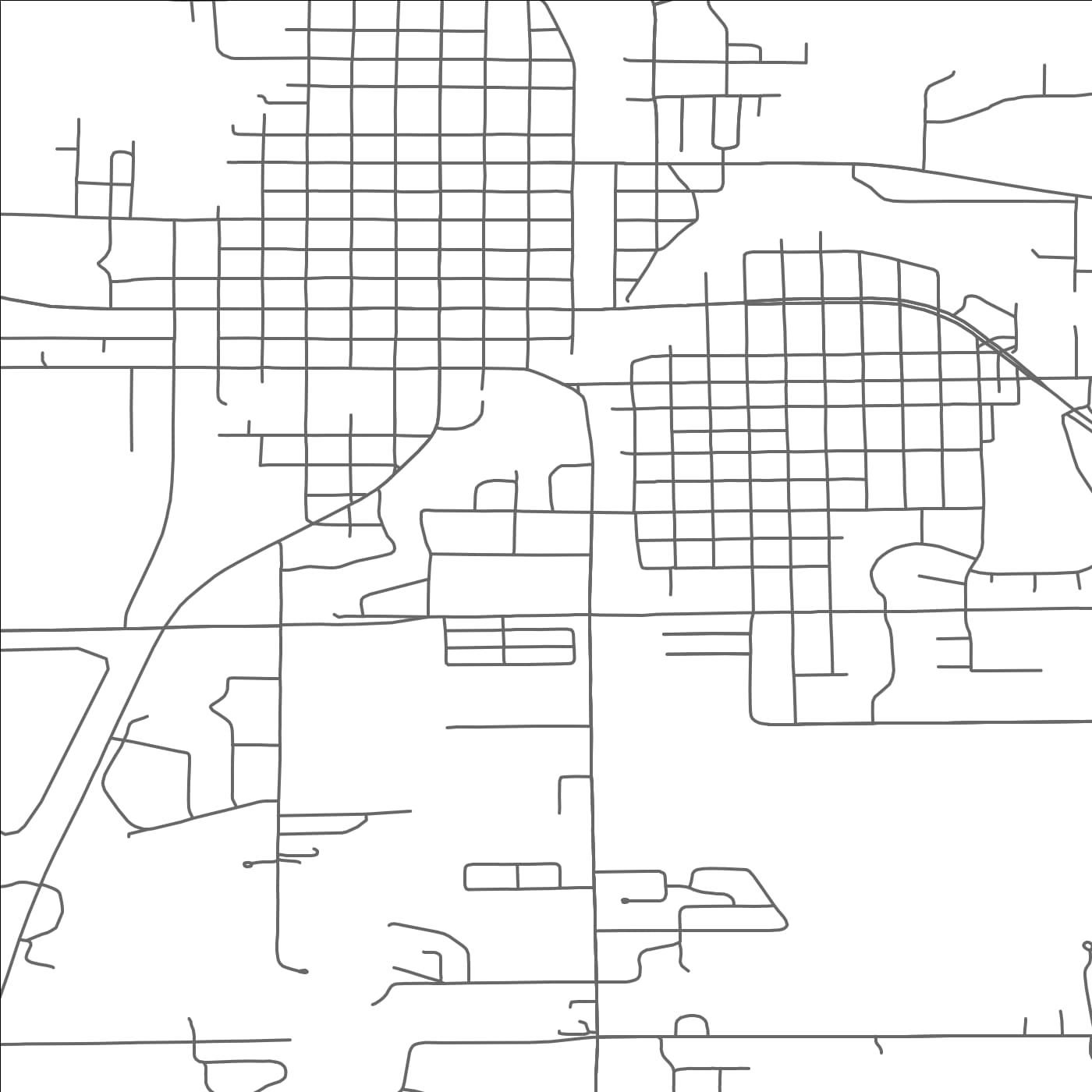 ROAD MAP OF THIEF RIVER FALLS, MINNESOTA BY MAPBAKES