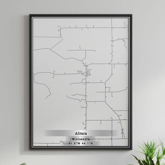ROAD MAP OF ALTURA, MINNESOTA BY MAPBAKES