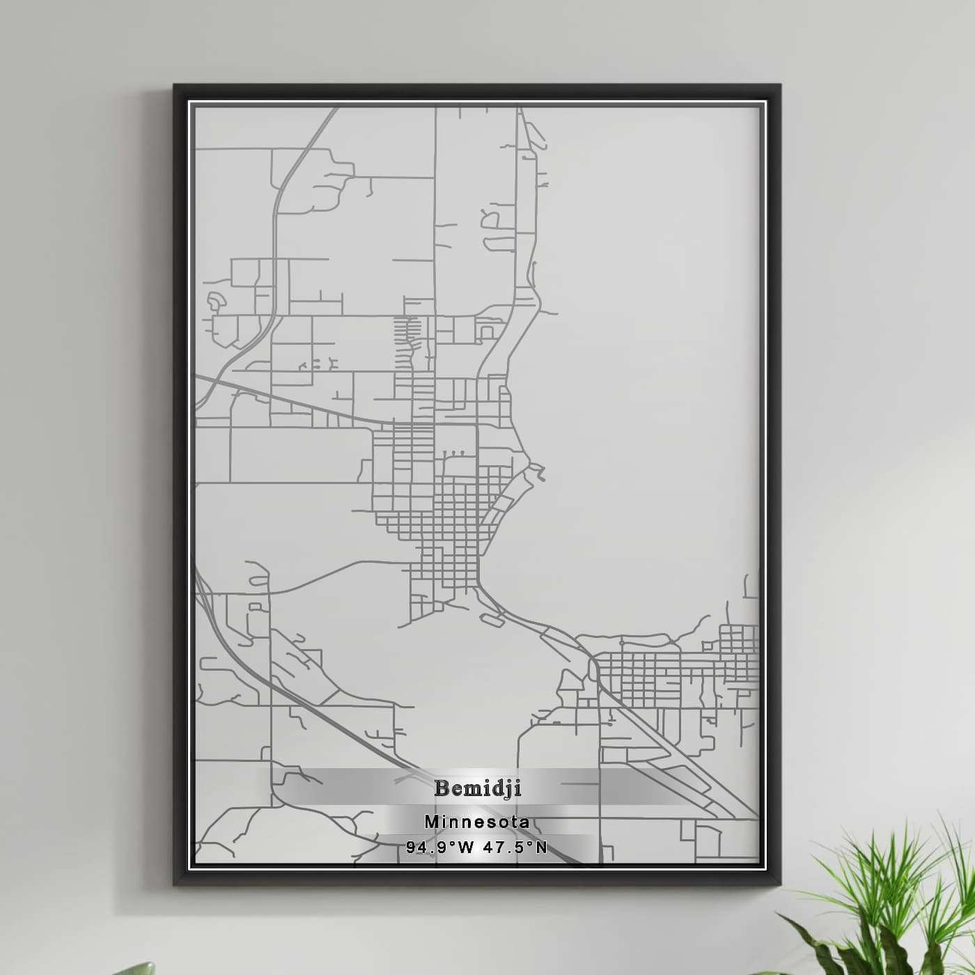 ROAD MAP OF BEMIDJI, MINNESOTA BY MAPBAKES