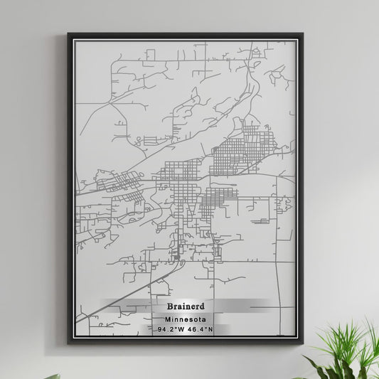 ROAD MAP OF BRAINERD, MINNESOTA BY MAPBAKES