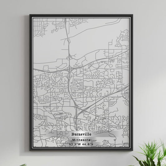 ROAD MAP OF BURNSVILLE, MINNESOTA BY MAPBAKES