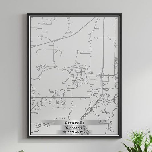 ROAD MAP OF CENTERVILLE, MINNESOTA BY MAPBAKES
