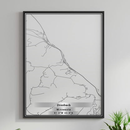 ROAD MAP OF DRESBACH, MINNESOTA BY MAPBAKES