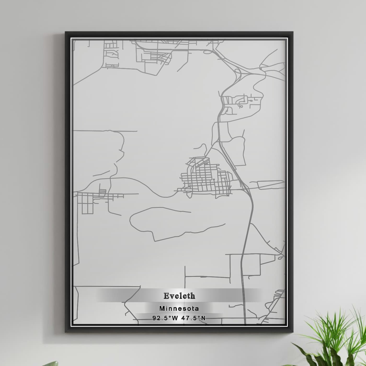 ROAD MAP OF EVELETH, MINNESOTA BY MAPBAKES