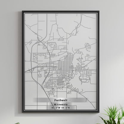 ROAD MAP OF FARIBAULT, MINNESOTA BY MAPBAKES