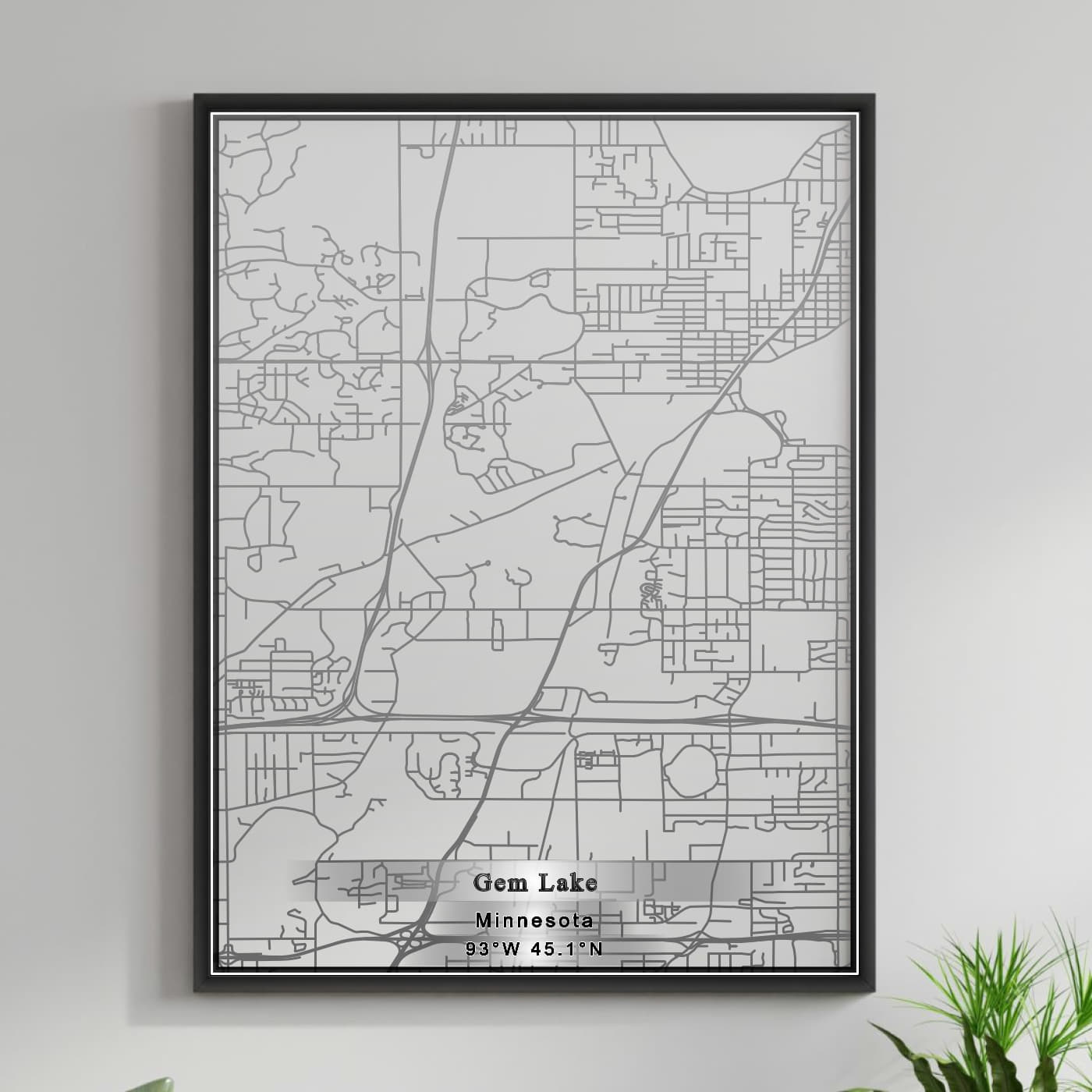 ROAD MAP OF GEM LAKE, MINNESOTA BY MAPBAKES