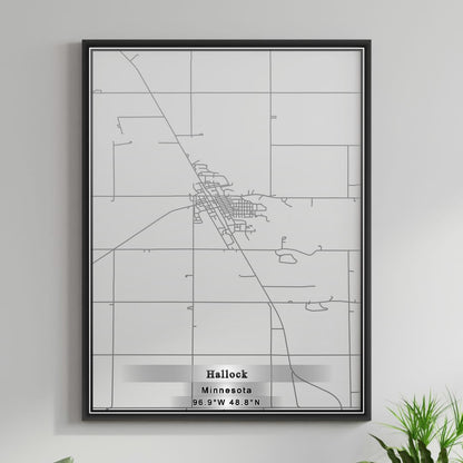 ROAD MAP OF HALLOCK, MINNESOTA BY MAPBAKES