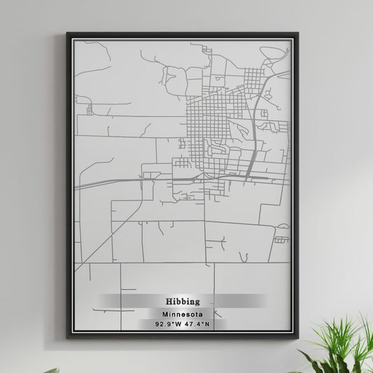 ROAD MAP OF HIBBING, MINNESOTA BY MAPBAKES