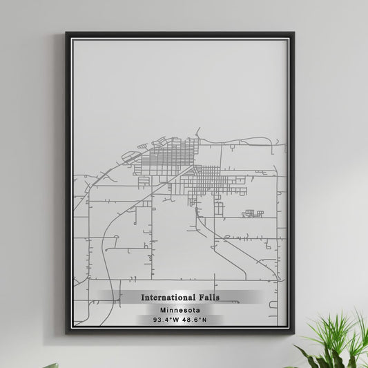 ROAD MAP OF INTERNATIONAL FALLS, MINNESOTA BY MAPBAKES