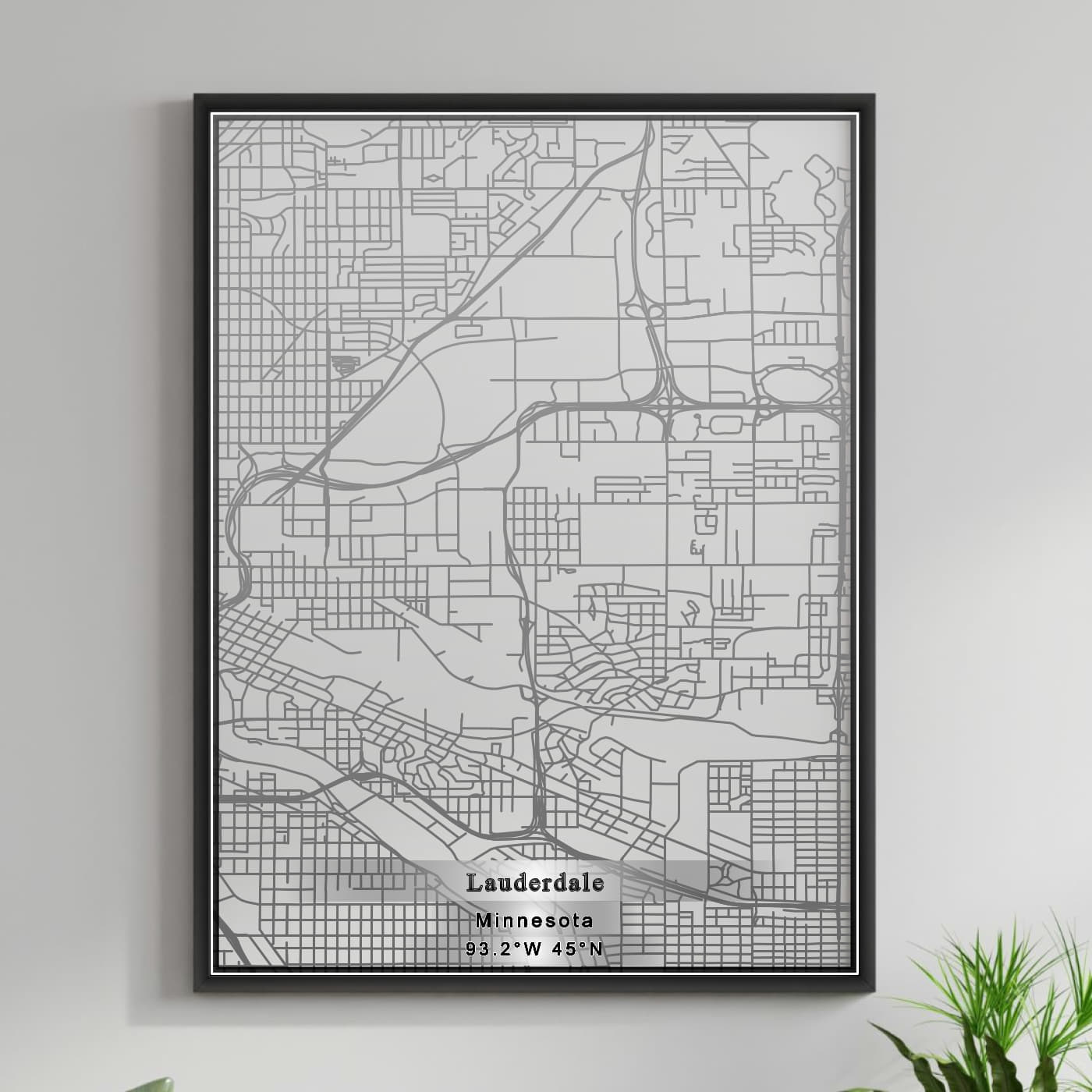 ROAD MAP OF LAUDERDALE, MINNESOTA BY MAPBAKES