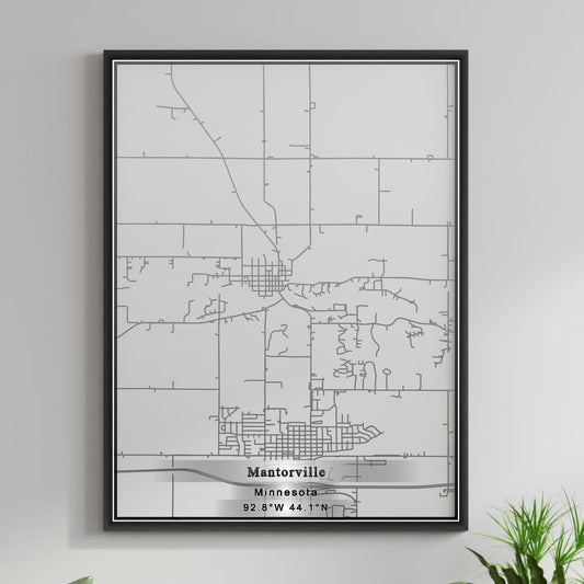 ROAD MAP OF MANTORVILLE, MINNESOTA BY MAPBAKES