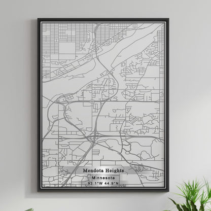 ROAD MAP OF MENDOTA HEIGHTS, MINNESOTA BY MAPBAKES