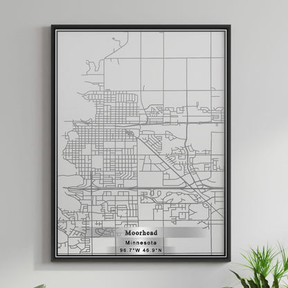 ROAD MAP OF MOORHEAD, MINNESOTA BY MAPBAKES