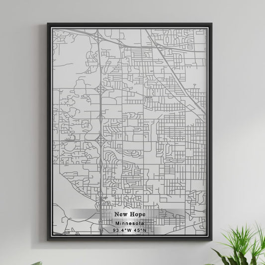 ROAD MAP OF NEW HOPE, MINNESOTA BY MAPBAKES