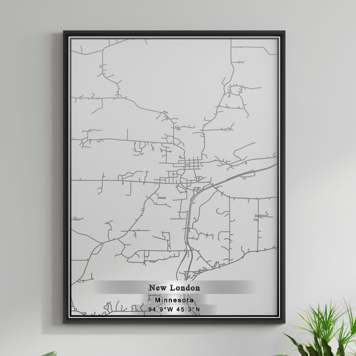 ROAD MAP OF NEW LONDON, MINNESOTA BY MAPBAKES