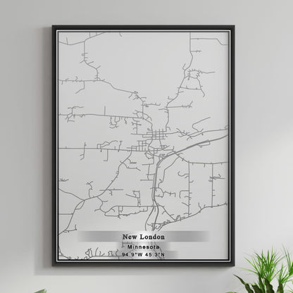 ROAD MAP OF NEW LONDON, MINNESOTA BY MAPBAKES