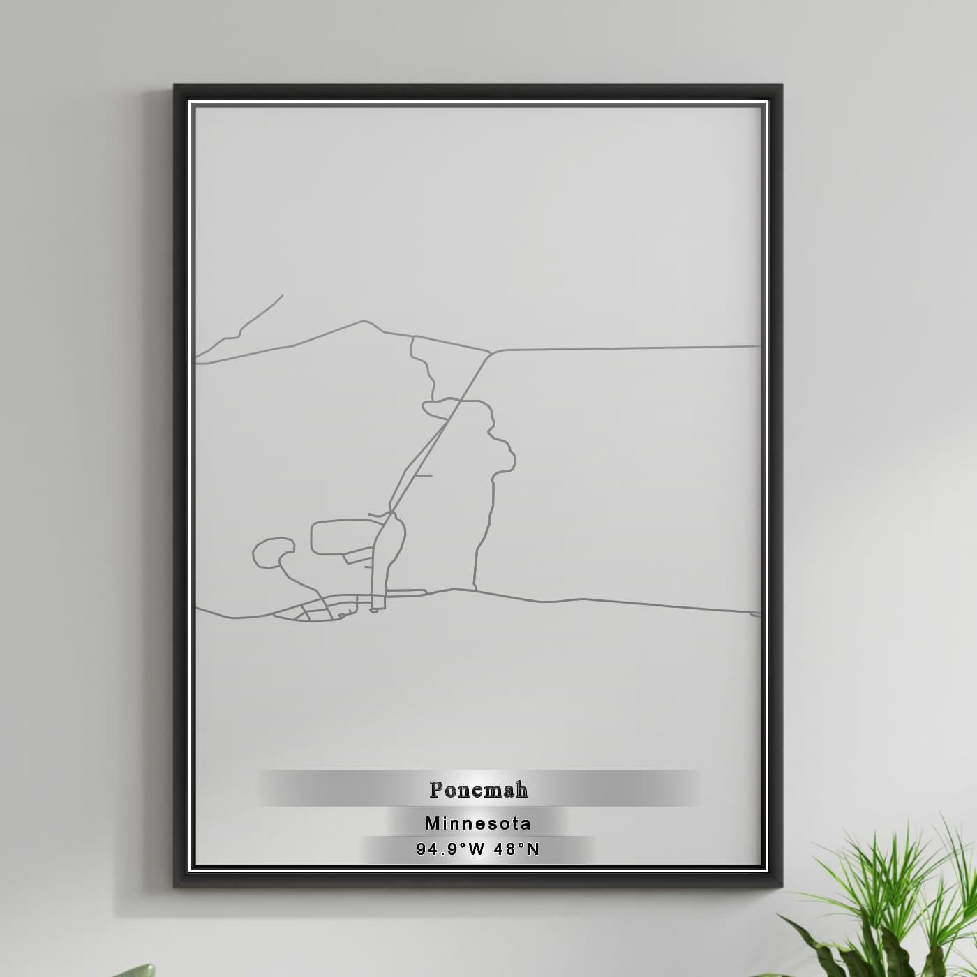 ROAD MAP OF PONEMAH, MINNESOTA BY MAPBAKES