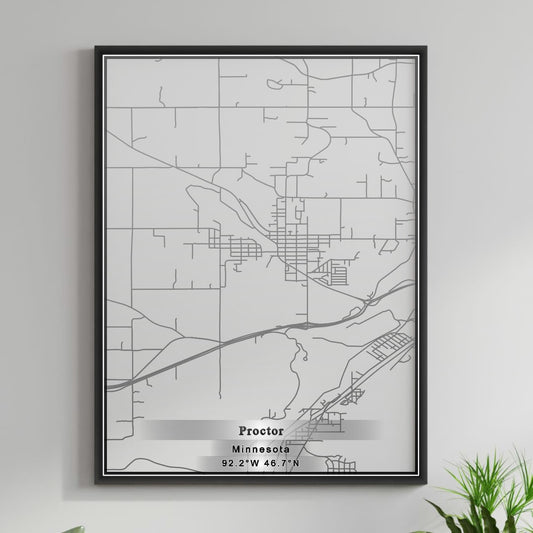 ROAD MAP OF PROCTOR, MINNESOTA BY MAPBAKES