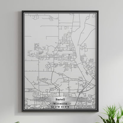 ROAD MAP OF SARTELL, MINNESOTA BY MAPBAKES