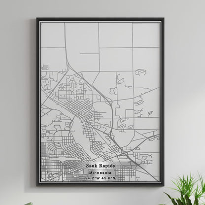 ROAD MAP OF SAUK RAPIDS, MINNESOTA BY MAPBAKES