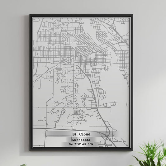 ROAD MAP OF ST. CLOUD, MINNESOTA BY MAPBAKES