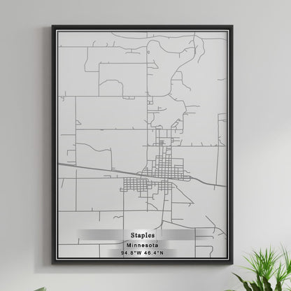 ROAD MAP OF STAPLES, MINNESOTA BY MAPBAKES